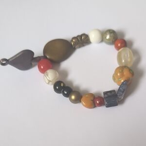 Colorful Beaded Bracelet‎ with Heart Charm